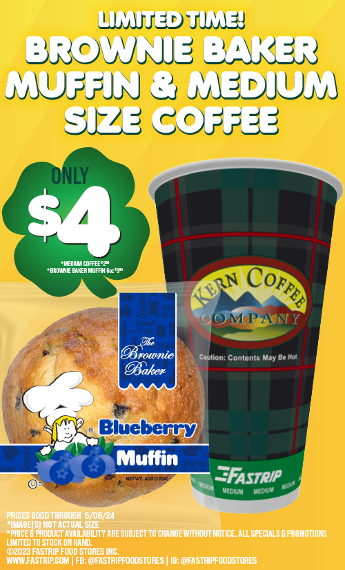 LIMITED TIME ONLY... Brownie Baker Muffin and Medium size coffee for $4