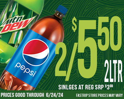 Pepsi/Mtn Dew 2 ltrs 2 for $5.50 singles at reg srp $3.59 BEATBOX 500ML 3 for $10 singles at reg srp $3.79 +tax +crv (if applicable) 